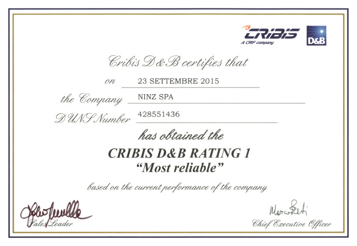 Cribis D&B Rating 1 certificate