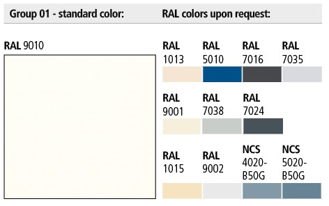 Group 01 - standard colors or RAL colors upon request