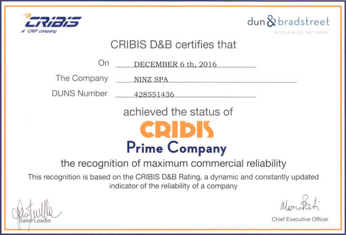 Attestation Cribis Prime Company